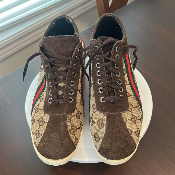 Gucci High Top Brown Canvas Sneaker Men’s Size 10 Authentic - Picture 5 of 16